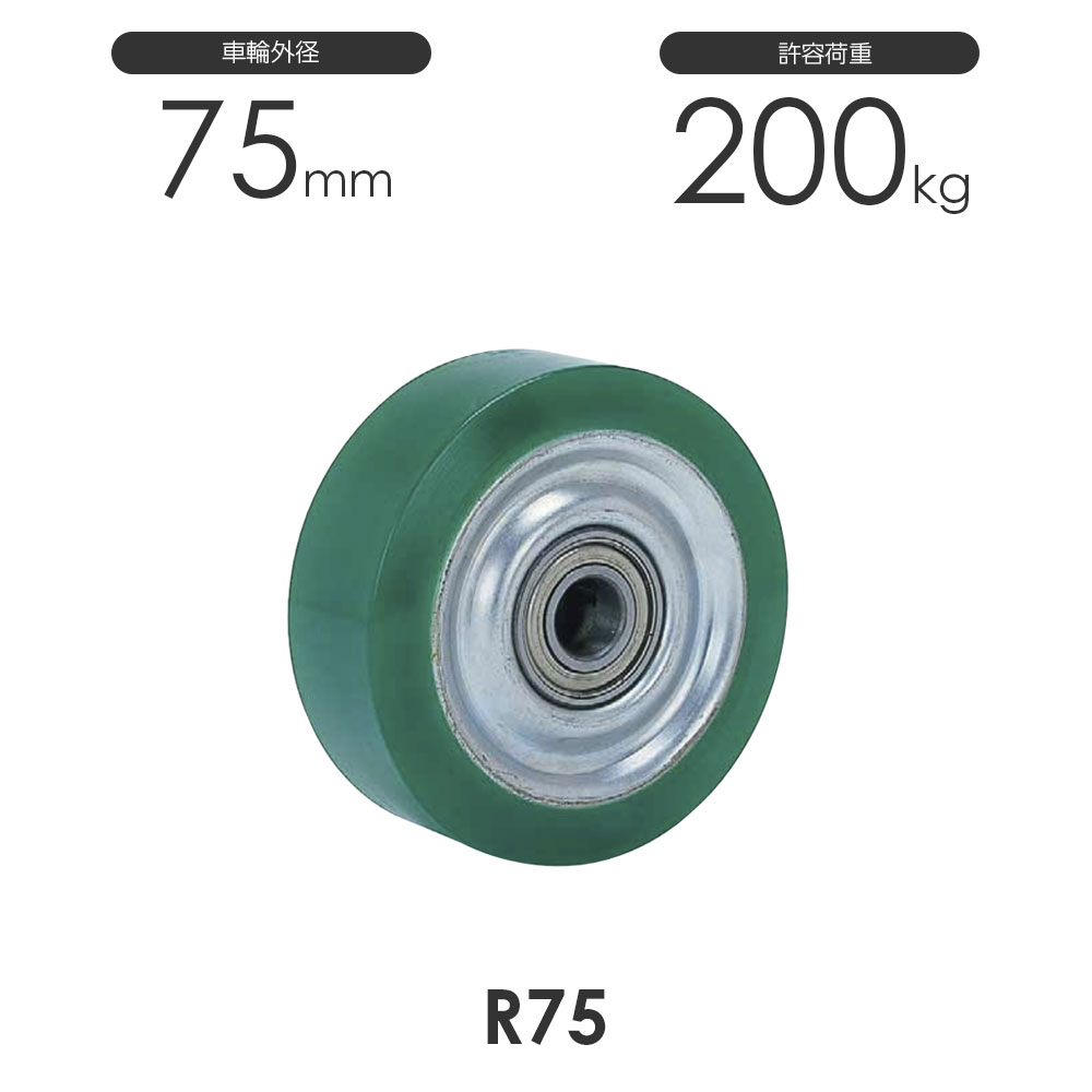 ヨドノ 重荷重用 ウレタンゴム車輪 R型 R75 車輪外径75mm 車輪 通販｜モノツール