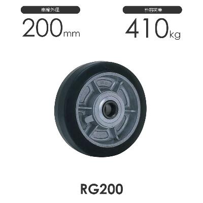 ヨドノ 重荷重用 ゴム車輪 RG型 RG200 車輪外径200mm