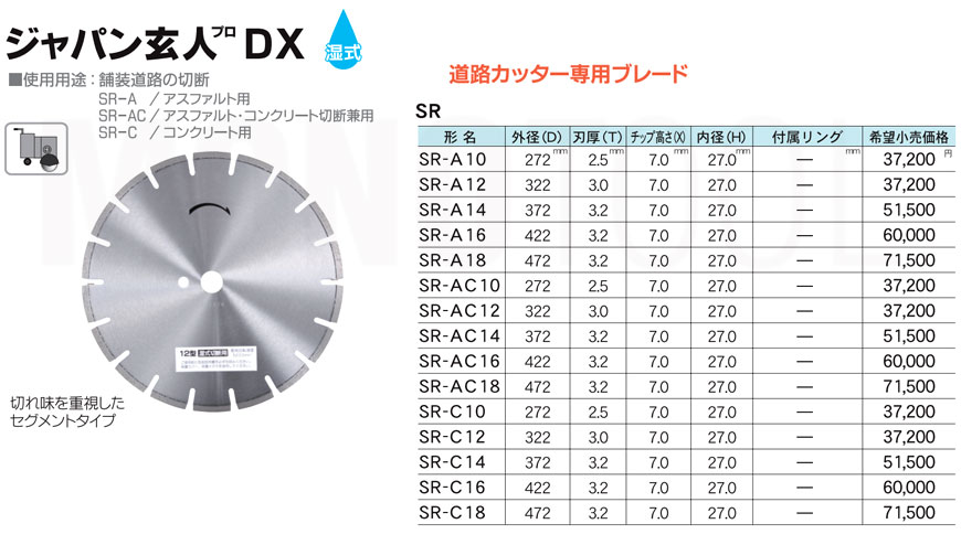 三京ダイヤモンド工業 ジャパン玄人プロ DX SR-AC12 アスファルト