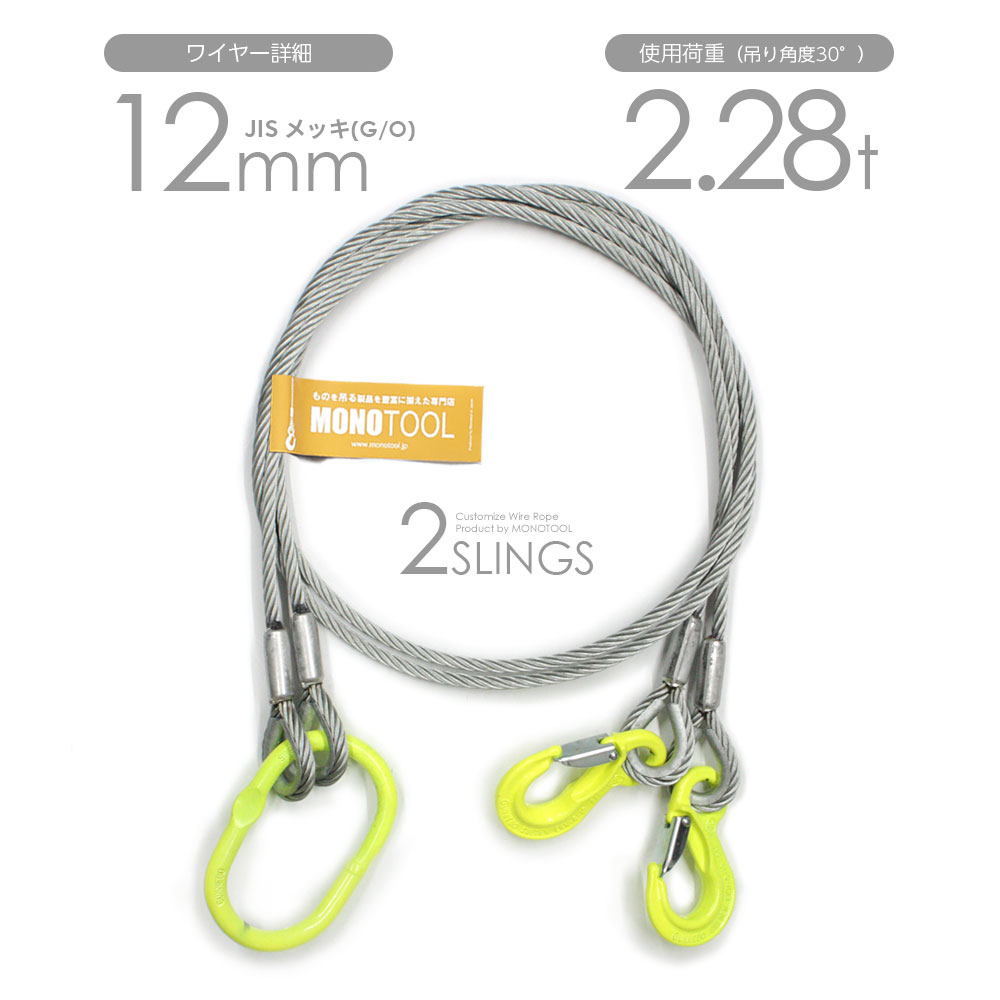 最大92%OFFクーポン 4本吊 ワイヤスリング ワイヤ径16.0mm 基本使用荷重5T用 有効リーチ2.5m