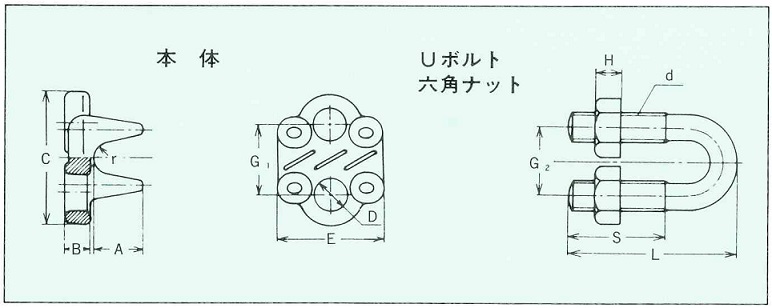 【UTK】鍛造製 ワイヤークリップ メッキ F8 使用ワイヤー径 6.3~8mm 10個セット