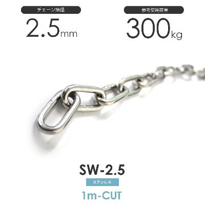 ステンレスチェーン 雑用鎖 線径 2.5mm 1M単位でのカット販売 SW-2.5