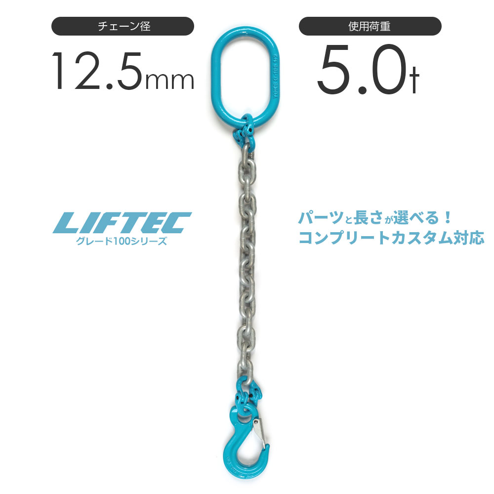 G100 LIFTEC カスタマイズ可能 チェーンスリング 1本吊り 使用荷重:5.0t 12.5mm リフテック