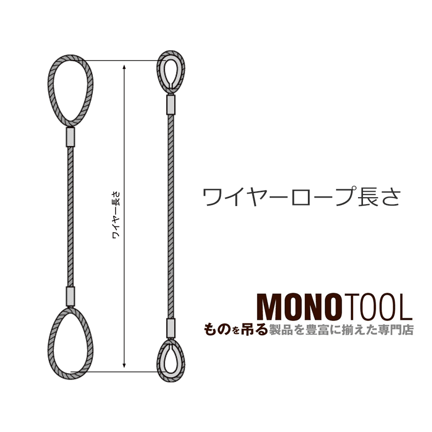 編み込み・フレミッシュ加工 JIS黒(O/O) 22mm(7分) 玉掛ワイヤロープ 2 