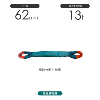 国産超重量物用ソフトスリング 両端アイ形（TTE型）幅62mm 13t 豊彰繊維工業