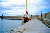 自作ヨットのボブステイにビニール被覆ステンレスワイヤーロープ